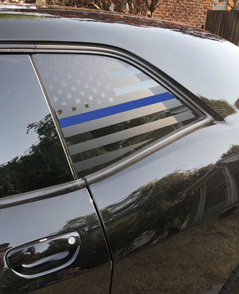 American Flag Quarter Window Decal 2008-23 Dodge Challenger