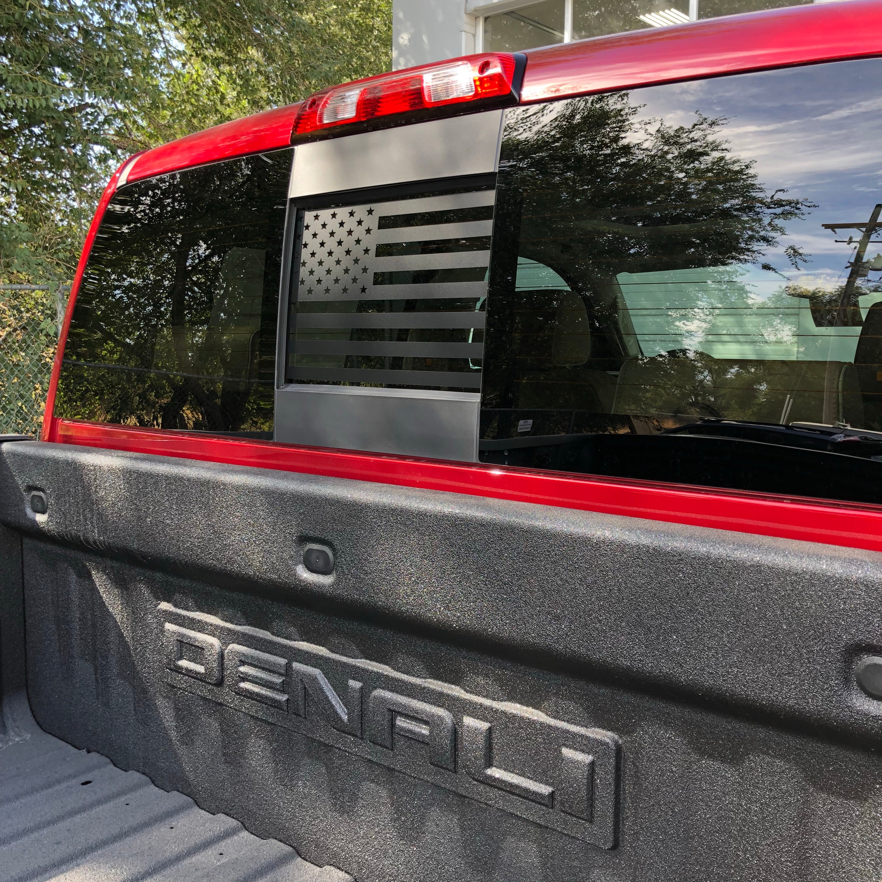 Chevy / GMC Silverado / Sierra Back Middle Window American Flag Decal 2014-2018