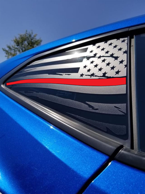 Distressed Quarter Window Flag Decals 2016-18 Chevy Camaro