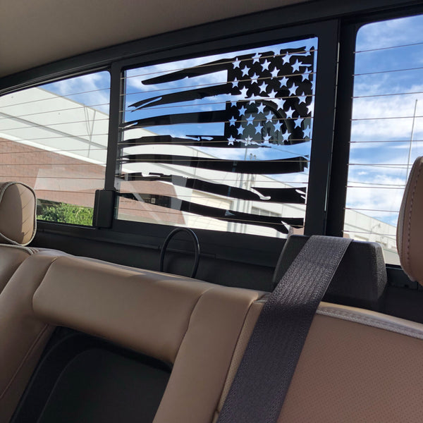 Chevy/GMC Silverado/Sierra Back Middle Window Distressed American Flag Decal 2014-2018
