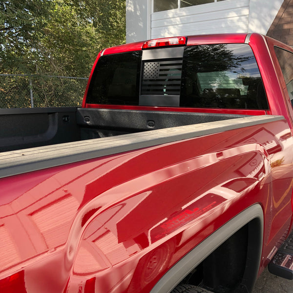 Chevy / GMC Silverado / Sierra Back Middle Window American Flag Decal 2014-2018