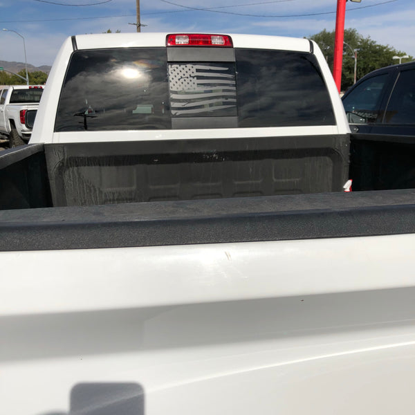 Dodge RAM Back Middle Window Distressed American Flag Decal 2009-2018